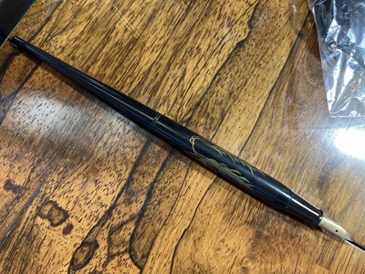 Lot 62 - Dunhill Namiki fountain pen on square form desk stand, with paperwork