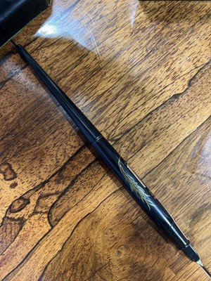 Lot 62 - Dunhill Namiki fountain pen on square form desk stand, with paperwork