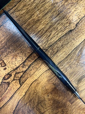 Lot 62 - Dunhill Namiki fountain pen on square form desk stand, with paperwork