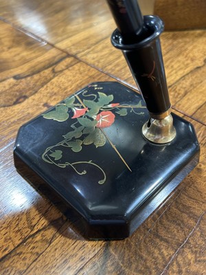 Lot 62 - Dunhill Namiki fountain pen on square form desk stand, with paperwork