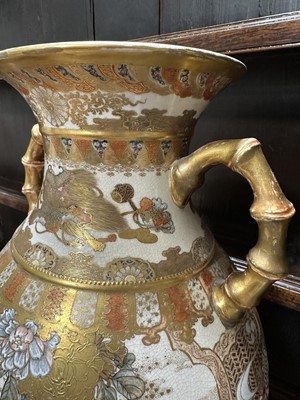 Lot 41 - Pair of Satsuma pottery vases