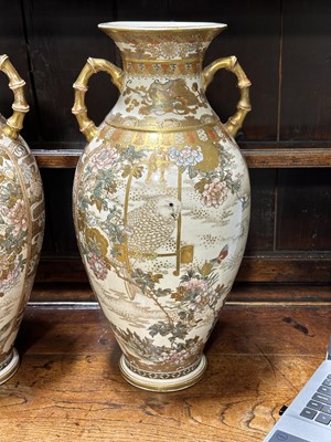 Lot 41 - Pair of Satsuma pottery vases