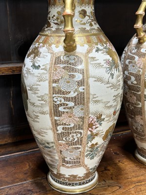 Lot 41 - Pair of Satsuma pottery vases