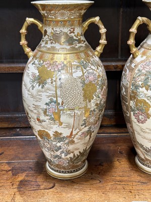 Lot 41 - Pair of Satsuma pottery vases