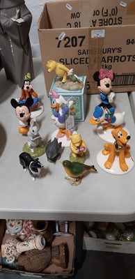 Lot 41 - Six Royal Doulton Mickey Mouse Collection figurines, Winnie The Pooh Collection, ceramic birds.