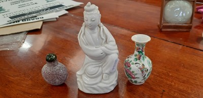 Lot 207 - Small carved jade disc, miniature vase, and other Chinese work of art