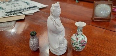 Lot 207 - Small carved jade disc, miniature vase, and other Chinese work of art