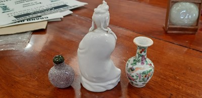 Lot 207 - Small carved jade disc, miniature vase, and other Chinese work of art