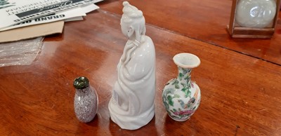 Lot 207 - Small carved jade disc, miniature vase, and other Chinese work of art