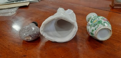 Lot 207 - Small carved jade disc, miniature vase, and other Chinese work of art