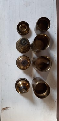 Lot 220 - Baker Brass microscope and various objectives.