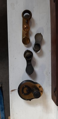 Lot 220 - Baker Brass microscope and various objectives.