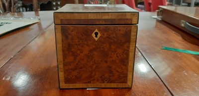 Lot 227 - A Georgian yew wood cuboid tea caddy.