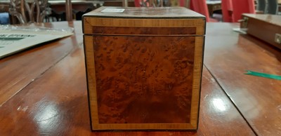 Lot 227 - A Georgian yew wood cuboid tea caddy.