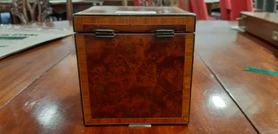 Lot 227 - A Georgian yew wood cuboid tea caddy.