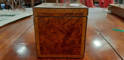 Lot 227 - A Georgian yew wood cuboid tea caddy.